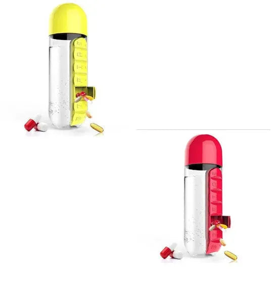Direct Selling Two-In-One Water Cup Pill Box 7-Day Pill Box 7 Grids Outdoor Easy To Carry Water Bottle One Week With Pill Box Cup - Bellarte Enchanté Direct Selling Two-In-One Water Cup Pill Box 7-Day Pill Box 7 Grids Outdoor Easy To Carry Water Bottle One Week With Pill Box Cup